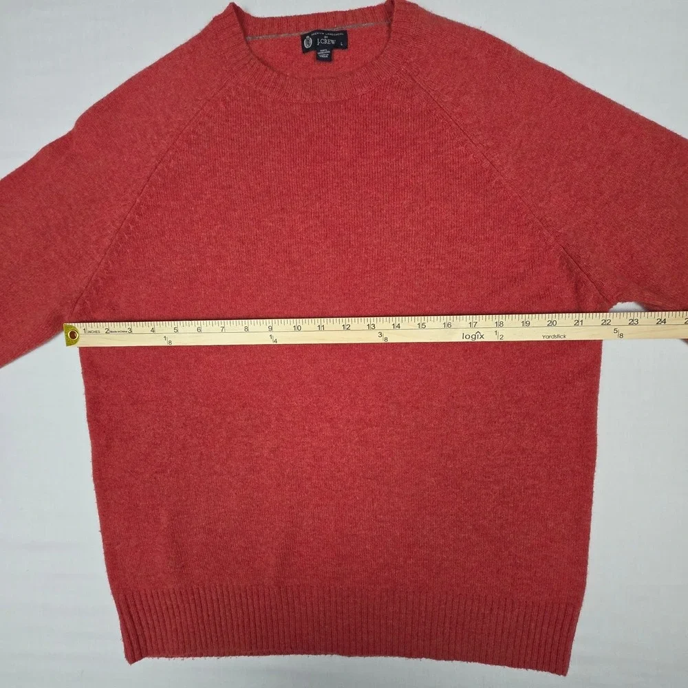 J.Crew Lambs Wool Sweater Mens Large Red Crewneck Excellent Raglan Sleeve 98323
